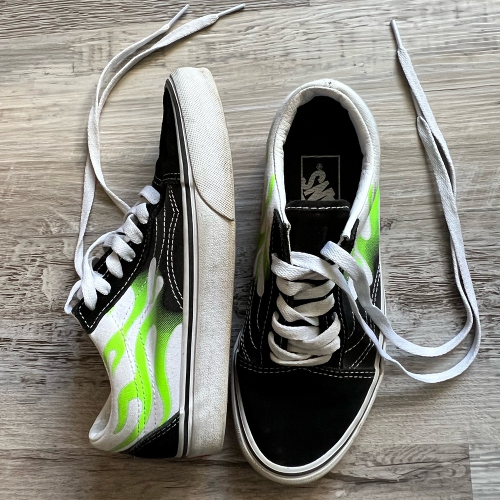 Vans : Old Skool green fire sneakers